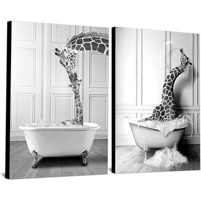 OEM Affiche Murale Sur Toile Sans Cadre, 2 X 60 X 90 Cm, Motif Girafe Dans Un Bain - Publicité OEM Affiche Murale Sur Toile Sans Cadre, 2 X 60 X 90 Cm, Motif Girafe Dans Un Bain - Publicité