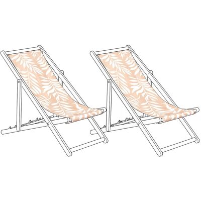 BELIANI Lot De 2 Toiles De Remplacement Pour Chaises Longues En Polyester Motif Feuilles Beige Anzio / Avellino - Publicité BELIANI Lot De 2 Toiles De Remplacement Pour Chaises Longues En Polyester Motif Feuilles Beige Anzio / Avellino - Publicité