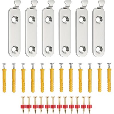 SANS MARQUE Lot De 6 Crochets Cadre Lourds En Acier Inoxydable, Kit D'Accrochage Avec Chevilles Pour Placo Et Clous, Accroche Tableau Lourd Invisible Argent Pour Miroirs, Toiles Et Cadres (42 Pièces) - Publicité SANS MARQUE Lot De 6 Crochets Cadre Lourds En Acier Inoxydable, Kit D'Accrochage Avec Chevilles Pour Placo Et Clous, Accroche Tableau Lourd Invisible Argent Pour Miroirs, Toiles Et Cadres (42 Pièces) - Publicité