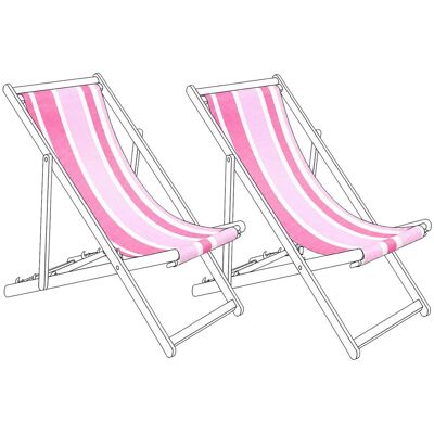 BELIANI Lot De 2 Toiles De Remplacement Pour Chaises Longues En Polyester Motif Rayé Multicolore Rose Anzio / Avellino - Publicité BELIANI Lot De 2 Toiles De Remplacement Pour Chaises Longues En Polyester Motif Rayé Multicolore Rose Anzio / Avellino - Publicité