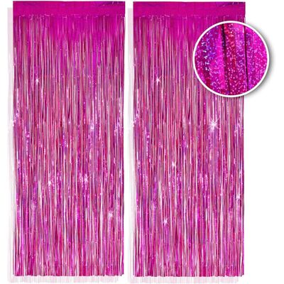 OEM 2 Pièces Rideau En Franges, 1x2,5m, Finition Métallique Rose, Décoration Murale, Fond Photo, Fête Nouvel An - Publicité OEM 2 Pièces Rideau En Franges, 1x2,5m, Finition Métallique Rose, Décoration Murale, Fond Photo, Fête Nouvel An - Publicité