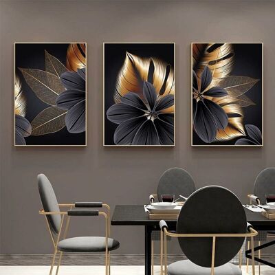 OEM Lot De 3 Affiches Sur Toile - Motif : Feuille De Plantes - Noir - Impression Moderne - Décoration Murale - Peinture Murale 3040cm-, Ensoleillé - Publicité OEM Lot De 3 Affiches Sur Toile - Motif : Feuille De Plantes - Noir - Impression Moderne - Décoration Murale - Peinture Murale 3040cm-, Ensoleillé - Publicité