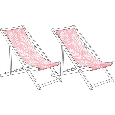 BELIANI Lot De 2 Toiles De Remplacement Pour Chaises Longues En Polyester Motif Feuilles Rose Anzio / Avellino - Publicité BELIANI Lot De 2 Toiles De Remplacement Pour Chaises Longues En Polyester Motif Feuilles Rose Anzio / Avellino - Publicité