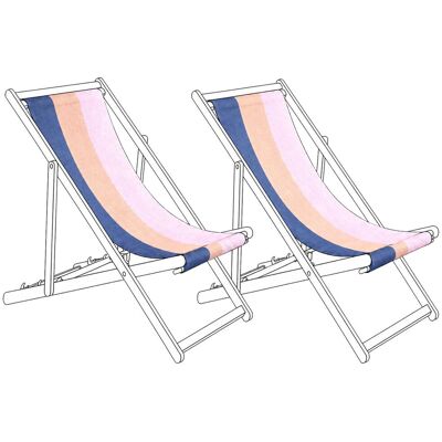 BELIANI Lot De 2 Toiles De Remplacement Pour Chaises Longues En Polyester Motif Rayé Multicolore Anzio / Avellino - Publicité BELIANI Lot De 2 Toiles De Remplacement Pour Chaises Longues En Polyester Motif Rayé Multicolore Anzio / Avellino - Publicité