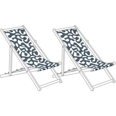 BELIANI Lot De 2 Toiles De Remplacement Pour Chaises Longues En Polyester Motif Abstrait Noir Anzio / Avellino - Publicité BELIANI Lot De 2 Toiles De Remplacement Pour Chaises Longues En Polyester Motif Abstrait Noir Anzio / Avellino - Publicité
