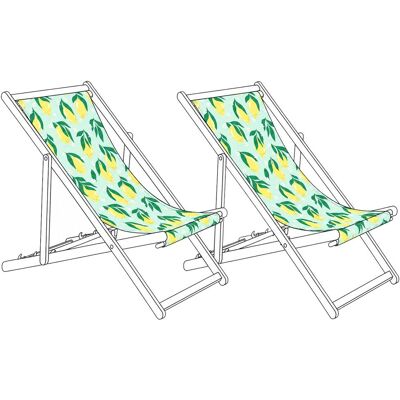 BELIANI Lot De 2 Toiles De Remplacement Pour Chaises Longues En Polyester Motif Citron Multicolore Anzio / Avellino - Publicité BELIANI Lot De 2 Toiles De Remplacement Pour Chaises Longues En Polyester Motif Citron Multicolore Anzio / Avellino - Publicité