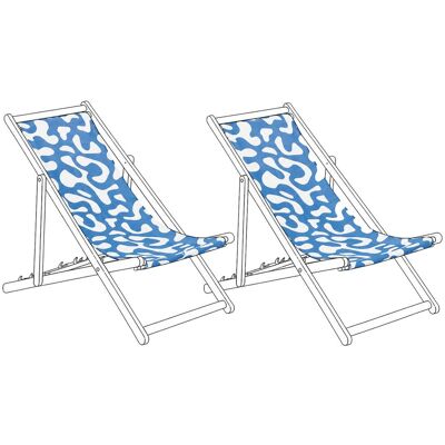 BELIANI Lot De 2 Toiles De Remplacement Pour Chaises Longues En Polyester Motif Abstrait Bleu Anzio / Avellino - Publicité BELIANI Lot De 2 Toiles De Remplacement Pour Chaises Longues En Polyester Motif Abstrait Bleu Anzio / Avellino - Publicité
