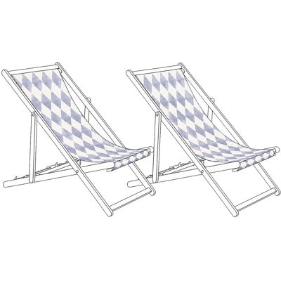 BELIANI Lot De 2 Toiles De Remplacement Pour Chaises Longues En Polyester Motif Géométrique En Losanges Gris Anzio / Avellino - Publicité BELIANI Lot De 2 Toiles De Remplacement Pour Chaises Longues En Polyester Motif Géométrique En Losanges Gris Anzio / Avellino - Publicité