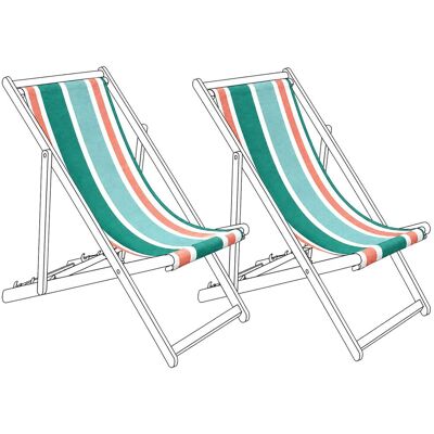 BELIANI Lot De 2 Toiles De Remplacement Pour Chaises Longues En Polyester Motif Rayé Multicolore Vert Anzio / Avellino - Publicité BELIANI Lot De 2 Toiles De Remplacement Pour Chaises Longues En Polyester Motif Rayé Multicolore Vert Anzio / Avellino - Publicité