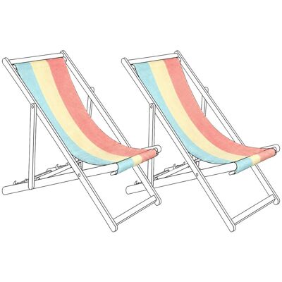 BELIANI Lot De 2 Toiles De Remplacement Pour Chaises Longues En Polyester Motif Rayé Multicolore Anzio / Avellino - Publicité BELIANI Lot De 2 Toiles De Remplacement Pour Chaises Longues En Polyester Motif Rayé Multicolore Anzio / Avellino - Publicité
