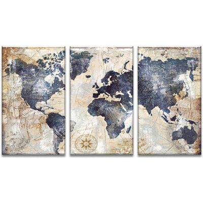 OEM Tableau Carte Du Monde 3 Parties 30x60 Cm – Impression Toile Intissée – Panneau Bois – Décoration Murale Moderne - Publicité OEM Tableau Carte Du Monde 3 Parties 30x60 Cm – Impression Toile Intissée – Panneau Bois – Décoration Murale Moderne - Publicité