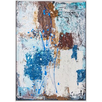 BELIANI Tableau Mural Sur Toile Motif Abstrait Fait Main Matériaux Synthétiques Cadre En Bois De Pin Bleu Omagh - Publicité BELIANI Tableau Mural Sur Toile Motif Abstrait Fait Main Matériaux Synthétiques Cadre En Bois De Pin Bleu Omagh - Publicité