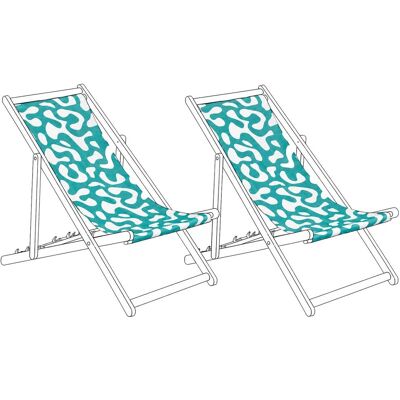 BELIANI Lot De 2 Toiles De Remplacement Pour Chaises Longues En Polyester Motif Abstrait Turquoise Anzio / Avellino - Publicité BELIANI Lot De 2 Toiles De Remplacement Pour Chaises Longues En Polyester Motif Abstrait Turquoise Anzio / Avellino - Publicité