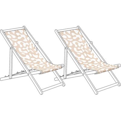 BELIANI Lot De 2 Toiles De Remplacement Pour Chaises Longues En Polyester Motif Abstrait Beige Anzio / Avellino - Publicité BELIANI Lot De 2 Toiles De Remplacement Pour Chaises Longues En Polyester Motif Abstrait Beige Anzio / Avellino - Publicité