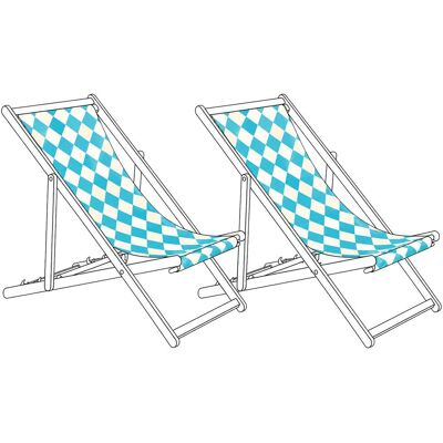 BELIANI Lot De 2 Toiles De Remplacement Pour Chaises Longues En Polyester Motif Géométrique En Losanges Bleu Anzio / Avellino - Publicité BELIANI Lot De 2 Toiles De Remplacement Pour Chaises Longues En Polyester Motif Géométrique En Losanges Bleu Anzio / Avellino - Publicité