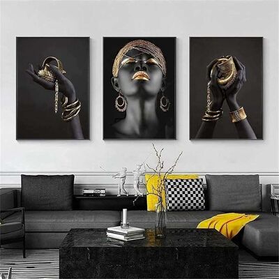 OEM Affiche Murale Sur Toile Sans Cadre, 3 X 50 X 70 Cm, Femme Aux Lèvres Dorées - Publicité OEM Affiche Murale Sur Toile Sans Cadre, 3 X 50 X 70 Cm, Femme Aux Lèvres Dorées - Publicité