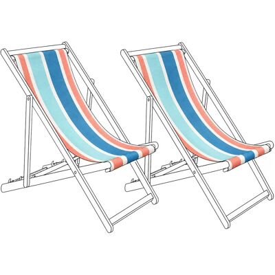 BELIANI Lot De 2 Toiles De Remplacement Pour Chaises Longues En Polyester Motif Rayé Multicolore Turquoise Anzio / Avellino - Publicité BELIANI Lot De 2 Toiles De Remplacement Pour Chaises Longues En Polyester Motif Rayé Multicolore Turquoise Anzio / Avellino - Publicité