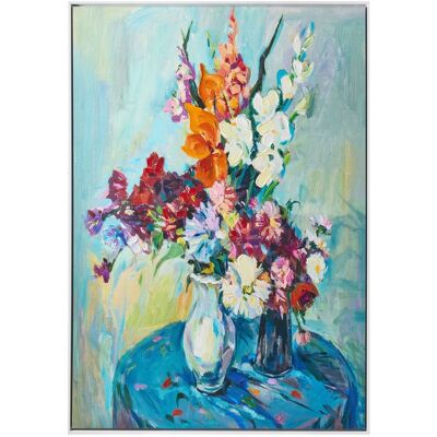 BELIANI Tableau Mural Sur Toile Imprimé Bouquet Vase Floral Fait Main Matériaux Synthétiques Avec Cadre En Bois De Pin Bleu Kinsale - Publicité BELIANI Tableau Mural Sur Toile Imprimé Bouquet Vase Floral Fait Main Matériaux Synthétiques Avec Cadre En Bois De Pin Bleu Kinsale - Publicité