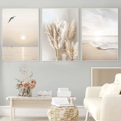 OEM Lot De 3 Affiches Murales 30 X 40 Cm – Motifs Coucher De Soleil Et Plage – Toile De Qualité Supérieure – Décoration Intérieure Élégante - Publicité OEM Lot De 3 Affiches Murales 30 X 40 Cm – Motifs Coucher De Soleil Et Plage – Toile De Qualité Supérieure – Décoration Intérieure Élégante - Publicité
