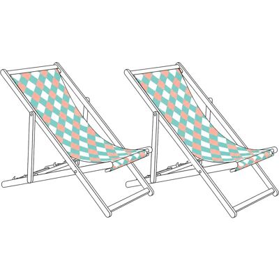 BELIANI Lot De 2 Toiles De Remplacement Pour Chaises Longues En Polyester Motif Géométrique En Losanges Vert Anzio / Avellino - Publicité BELIANI Lot De 2 Toiles De Remplacement Pour Chaises Longues En Polyester Motif Géométrique En Losanges Vert Anzio / Avellino - Publicité