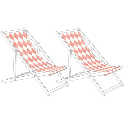 BELIANI Lot De 2 Toiles De Remplacement Pour Chaises Longues En Polyester Motif Géométrique En Losanges Rouge Clair Anzio / Avellino - Publicité BELIANI Lot De 2 Toiles De Remplacement Pour Chaises Longues En Polyester Motif Géométrique En Losanges Rouge Clair Anzio / Avellino - Publicité
