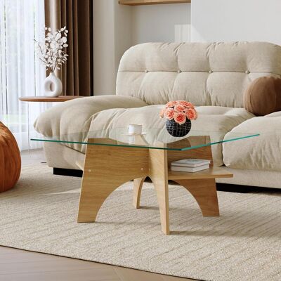 OEM Moderner Quadratischer Beistelltisch / Couchtisch Aus Sicherheitsglas – 80 Cm Seitenlänge. Tischbeine Aus Mdf Mit Hellem Holzfurnier. Ideal Für Esszimmer, Wohnzimmer Und Vieles Mehr. Publicité OEM Moderner Quadratischer Beistelltisch / Couchtisch Aus Sicherheitsglas – 80 Cm Seitenlänge. Tischbeine Aus Mdf Mit Hellem Holzfurnier. Ideal Für Esszimmer, Wohnzimmer Und Vieles Mehr. Publicité