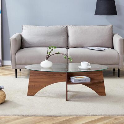 OEM Ovaler Kaffee-tisch Aus Sicherheitsglas – 104,9 X 60 Cm, Tischgestell Mit Nussbaumfarbenen, Diagonal Angeordneten Fächer-elementen Und Integrierter Ablageebene Zur Aufbewahrung.geeignet Für Esszimmer. Publicité OEM Ovaler Kaffee-tisch Aus Sicherheitsglas – 104,9 X 60 Cm, Tischgestell Mit Nussbaumfarbenen, Diagonal Angeordneten Fächer-elementen Und Integrierter Ablageebene Zur Aufbewahrung.geeignet Für Esszimmer. Publicité