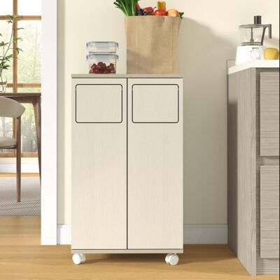 OEM Trash Cabinet, Mülsammelschrank 2-fach, Rollbarer Küchenschrank In Hellholz-optik, 2-türiger Mülltrennschrank Mit Weißen Rollen, Für Küche & Esszimmer, 46,7x35x80cm - Publicité OEM Trash Cabinet, Mülsammelschrank 2-fach, Rollbarer Küchenschrank In Hellholz-optik, 2-türiger Mülltrennschrank Mit Weißen Rollen, Für Küche & Esszimmer, 46,7x35x80cm - Publicité