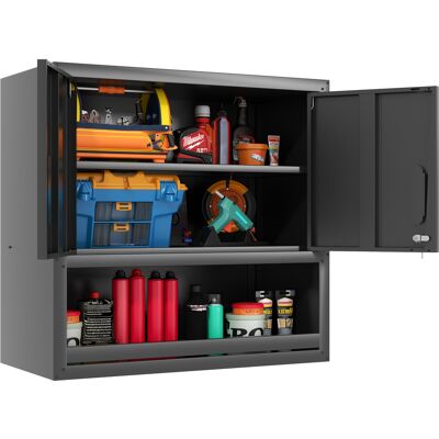 OEM –h77cm Wandmontierbarer Metall-werkzeugschrank Mit Schließtür, 1 Verstellbarer Einlegeboden Und 1 Offenem Schub – Ideal Für Garage, Lager, Büro (montage Erforderlich) - Publicité OEM –h77cm Wandmontierbarer Metall-werkzeugschrank Mit Schließtür, 1 Verstellbarer Einlegeboden Und 1 Offenem Schub – Ideal Für Garage, Lager, Büro (montage Erforderlich) - Publicité