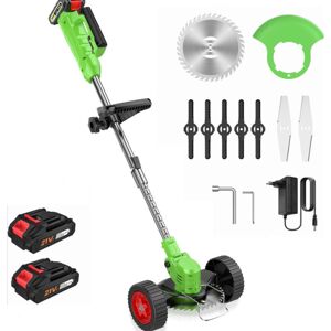 BAZYWTYH Debroussailleuse Electrique Sans Fil 21v, Coupe Bordure Sans Fil Avec 2 Batterie Et 3 Types De Lames, Roulettes Amovibles, Réglable En Hauteur, Tondeuse À Gazon À Batterie Pour La Tonte Du Jardin - Publicité BAZYWTYH Debroussailleuse Electrique Sans Fil 21v, Coupe Bordure Sans Fil Avec 2 Batterie Et 3 Types De Lames, Roulettes Amovibles, Réglable En Hauteur, Tondeuse À Gazon À Batterie Pour La Tonte Du Jardin - Publicité