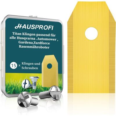 GRASSLIN Lot De 15 - Lame De Rechange - Vis De Fixation - Revêtement Titane Pour Robot Tondeuse - Compatible Husqvarna Gardena - Argenté - 0,75 Mm - Publicité GRASSLIN Lot De 15 - Lame De Rechange - Vis De Fixation - Revêtement Titane Pour Robot Tondeuse - Compatible Husqvarna Gardena - Argenté - 0,75 Mm - Publicité