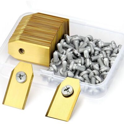 Melissa 45 Lames De Rechange En Inox 0.75mm Pour Robots Tondeuses Husqvarna/automower/gardena/yardforce. Couleur Or, Coupe Précise Et Durable. Publicité Melissa 45 Lames De Rechange En Inox 0.75mm Pour Robots Tondeuses Husqvarna/automower/gardena/yardforce. Couleur Or, Coupe Précise Et Durable. Publicité