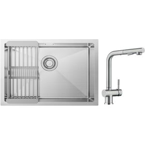 Cecipa Max - Vier De Cuisine 1 Bac Brossé Avec Panier De Drainage 60×44cm + Robinets Cuisine Avec Douchette Extractible, Mitigeur D'Évier Brossé - Publicité Cecipa Max - Vier De Cuisine 1 Bac Brossé Avec Panier De Drainage 60×44cm + Robinets Cuisine Avec Douchette Extractible, Mitigeur D'Évier Brossé - Publicité