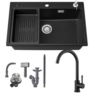 Cecipa Max - Vier En Granit 70×45 Cm + Robinet, Évier À Poser Avec Égouttoir Et Distributeur De Savon - Publicité Cecipa Max - Vier En Granit 70×45 Cm + Robinet, Évier À Poser Avec Égouttoir Et Distributeur De Savon - Publicité