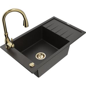 Mexen - Elias Évier En Granit À 1 Bac Avec Égouttoir Et Robinet De Cuisine Savita, Noir/or Métallisé - 6511-75-672601-50 - Publicité Mexen - Elias Évier En Granit À 1 Bac Avec Égouttoir Et Robinet De Cuisine Savita, Noir/or Métallisé - 6511-75-672601-50 - Publicité