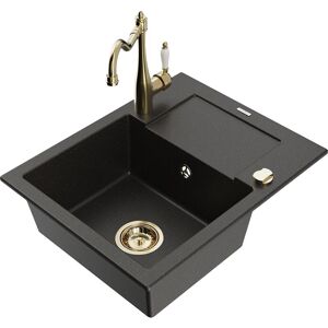 Mexen - Enzo Évier En Granit 1 Bac Avec Égouttoir Et Robinet De Cuisine Carla, Noir/or Métallisé - 6506-75-670700-50 - Publicité Mexen - Enzo Évier En Granit 1 Bac Avec Égouttoir Et Robinet De Cuisine Carla, Noir/or Métallisé - 6506-75-670700-50 - Publicité
