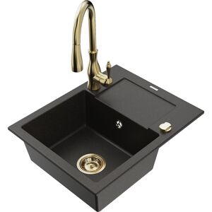 Mexen - Enzo Évier En Granit 1 Bac Avec Égouttoir Et Robinet De Cuisine Savita, Noir/or Métallisé - 6506-75-672601-50 - Publicité Mexen - Enzo Évier En Granit 1 Bac Avec Égouttoir Et Robinet De Cuisine Savita, Noir/or Métallisé - 6506-75-672601-50 - Publicité