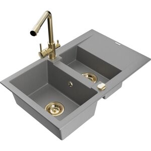 Mexen - Gaspar Évier En Granit 1,5 Bac Avec Égouttoir Et Robinet De Cuisine Duero, Gris - 6507-71-671600-50 - Publicité Mexen - Gaspar Évier En Granit 1,5 Bac Avec Égouttoir Et Robinet De Cuisine Duero, Gris - 6507-71-671600-50 - Publicité