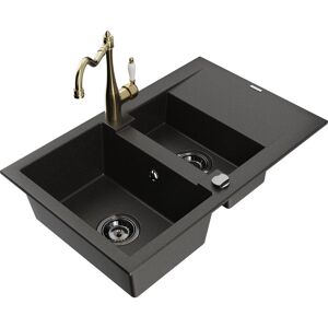 Mexen - Gaspar Évier En Granit 1,5 Cuves Avec Égouttoir Et Mitigeur Carla Noir/doré Métallique - 6507-75-670700-50-b - Publicité Mexen - Gaspar Évier En Granit 1,5 Cuves Avec Égouttoir Et Mitigeur Carla Noir/doré Métallique - 6507-75-670700-50-b - Publicité