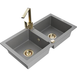 Mario Évier En Granit À 2 Cuves Avec Robinet Mélangeur Rita, Gris - 6504-71-670300-50 - Mexen - Publicité Mario Évier En Granit À 2 Cuves Avec Robinet Mélangeur Rita, Gris - 6504-71-670300-50 - Mexen - Publicité
