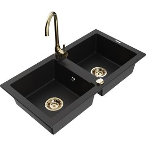 Mario Évier En Granit À 2 Cuves Avec Robinet Mélangeur Telma, Noir - 6504-77-670200-50 - Mexen - Publicité Mario Évier En Granit À 2 Cuves Avec Robinet Mélangeur Telma, Noir - 6504-77-670200-50 - Mexen - Publicité