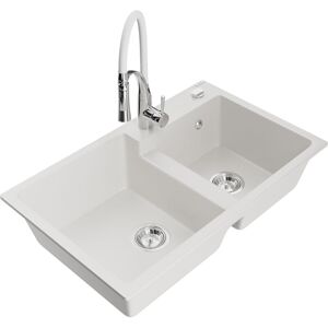 Mexen - Tomas Évier De Cuisine 2-bacs Granit Avec Robinet Aster, Blanc - 6516-20-73450-02 - Publicité Mexen - Tomas Évier De Cuisine 2-bacs Granit Avec Robinet Aster, Blanc - 6516-20-73450-02 - Publicité