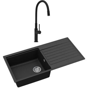 Swiss Aqua Technologies - 100x50 Cm Évier Avec Égouttoir Réversible En Granite À Encastrer + Mitigeur Aérateur Neoperl®, Noir Mat (satsinkgqk103b-s1) - Publicité Swiss Aqua Technologies - 100x50 Cm Évier Avec Égouttoir Réversible En Granite À Encastrer + Mitigeur Aérateur Neoperl®, Noir Mat (satsinkgqk103b-s1) - Publicité