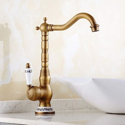 MOXIE Robinet Lavabo Retro Poignée Unique Robinetterie De Lavabo Robinet Salle Bain,poignée En Céramique Robinet Lavabo Salle De Bain Robinet D'Évier De Cuisine(laiton Antique, Haut) - Publicité MOXIE Robinet Lavabo Retro Poignée Unique Robinetterie De Lavabo Robinet Salle Bain,poignée En Céramique Robinet Lavabo Salle De Bain Robinet D'Évier De Cuisine(laiton Antique, Haut) - Publicité