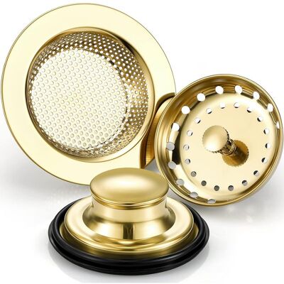 Vision Lot De 3 Crépines Et Bouchons Pour Évier De Cuisine, En Acier Inoxydable Avec Poignée, Filtre Anti-obstruction Universel Pour Évier De Cuisine (or Clair) - Publicité Vision Lot De 3 Crépines Et Bouchons Pour Évier De Cuisine, En Acier Inoxydable Avec Poignée, Filtre Anti-obstruction Universel Pour Évier De Cuisine (or Clair) - Publicité