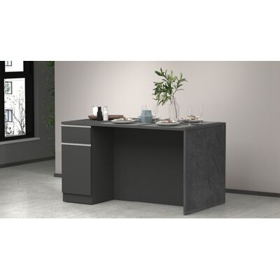 DELADECO Îlot De Cuisine 2 Portes 160 Cm Anthracite Mat/béton Solena - Publicité DELADECO Îlot De Cuisine 2 Portes 160 Cm Anthracite Mat/béton Solena - Publicité