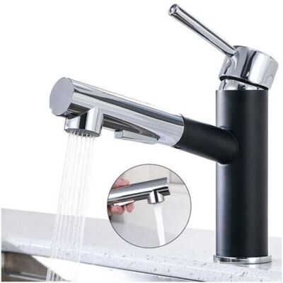ABYSSE Mitigeur De Cuisine Avec Douchette Extractible Robinet De Cuisine 2 Jets Mitigeur D'Evier Rotatif À 120° En Acier Inox Durable Noir Et Chromé - Publicité ABYSSE Mitigeur De Cuisine Avec Douchette Extractible Robinet De Cuisine 2 Jets Mitigeur D'Evier Rotatif À 120° En Acier Inox Durable Noir Et Chromé - Publicité