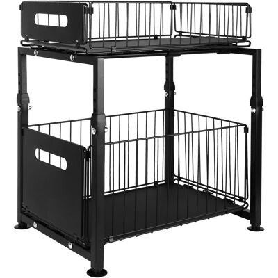 GRASSLIN 1 Étagère Coulissante Métal, Rangement Sous Évier 2 Niveaux, Acier Carbone Noir, Pour Cuisine Salle De Bain - Publicité GRASSLIN 1 Étagère Coulissante Métal, Rangement Sous Évier 2 Niveaux, Acier Carbone Noir, Pour Cuisine Salle De Bain - Publicité