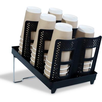 GRASSLIN 1 - Porte-gobelet - Rangement Café - 6 Compartiments - Plastique Abs Et Acier - Pour Restaurant Et Bar - Noir - 33x22x20cm - Publicité GRASSLIN 1 - Porte-gobelet - Rangement Café - 6 Compartiments - Plastique Abs Et Acier - Pour Restaurant Et Bar - Noir - 33x22x20cm - Publicité