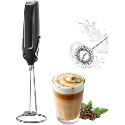 ACKERMAN Mousseur À Lait Électrique Pour Café/cappuccino, Milk Frother With Stand, Mélangeur De Boissons À Piles Avec Fouet Et Support En Acier Inoxydable - Publicité ACKERMAN Mousseur À Lait Électrique Pour Café/cappuccino, Milk Frother With Stand, Mélangeur De Boissons À Piles Avec Fouet Et Support En Acier Inoxydable - Publicité